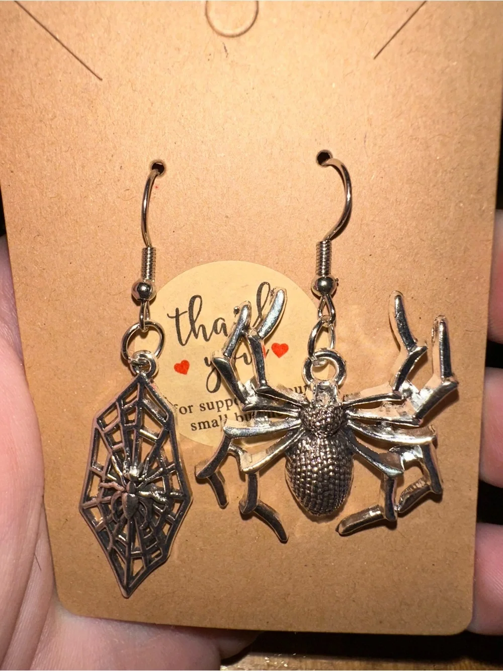 Silver Spider and Web Dangle Earrings - Kids Accessories